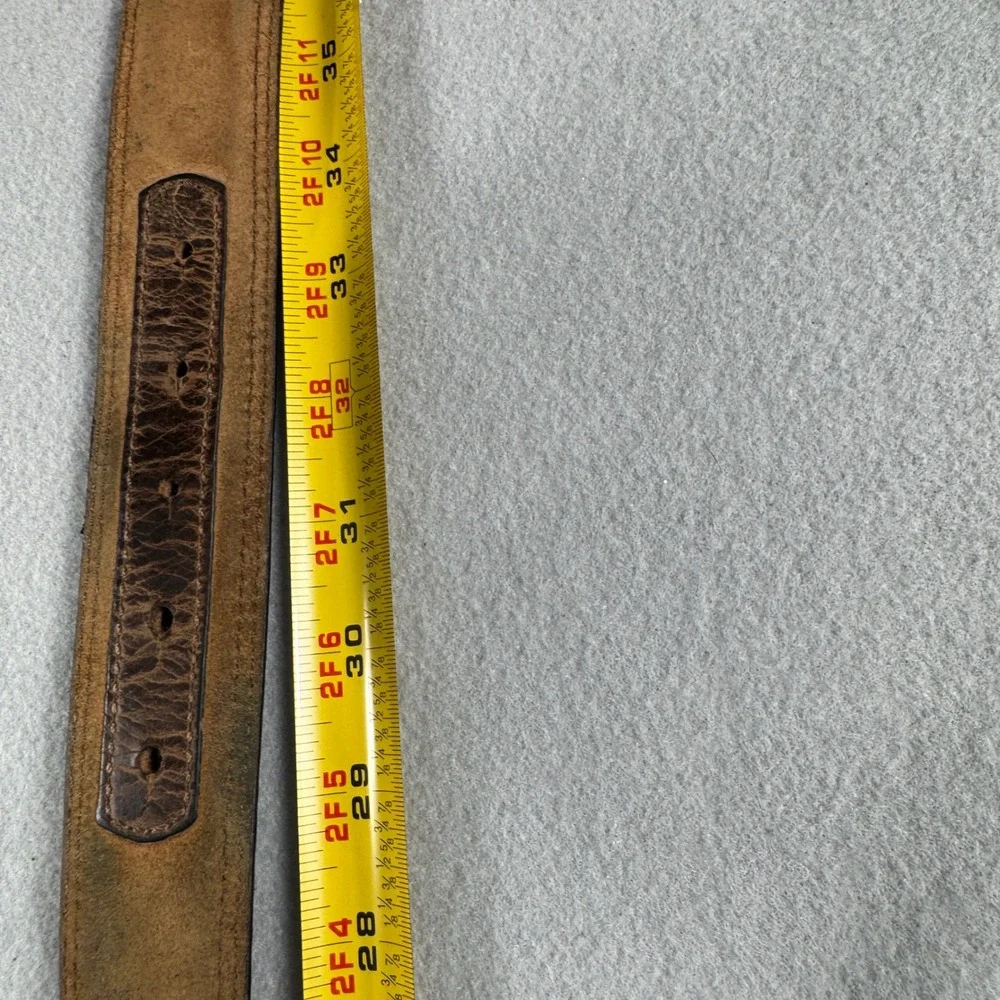 Cody James Mens 32 Brown Leather Belt American Flag Buckle Distressed Western